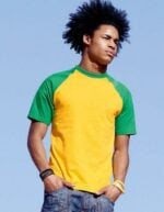 Maglietta baseball maniche a contrasto giallo-verde