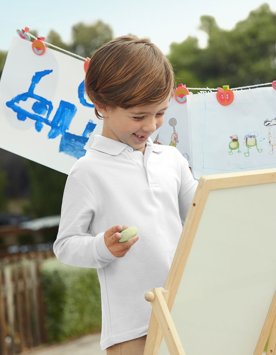 Fruit of the loom polo bambino maniche lunghe