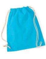 Sacca gym cotone personalizzata zaino azzurra