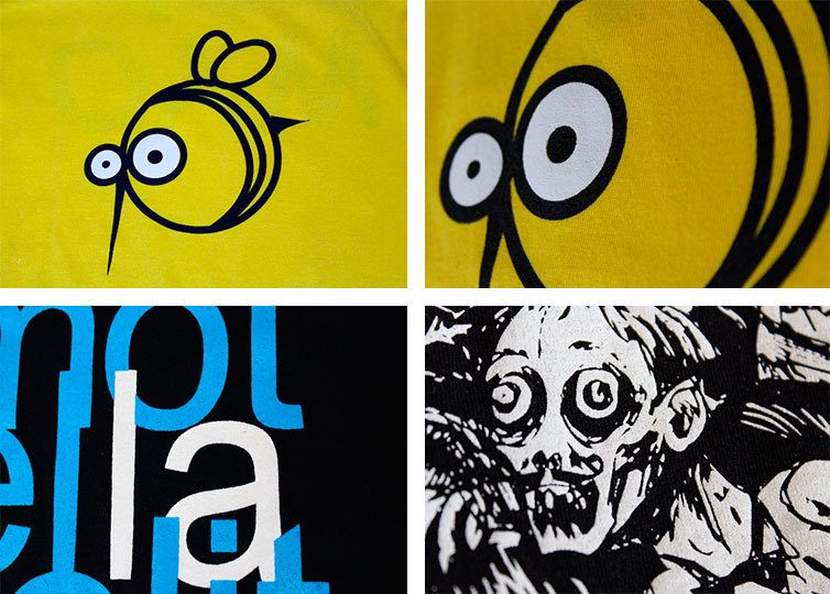 Disegni serigrafici su tessuti colorati