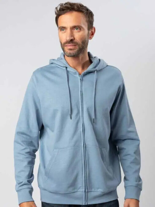 Felpa full zip con cappuccio in french terry - immagine 3