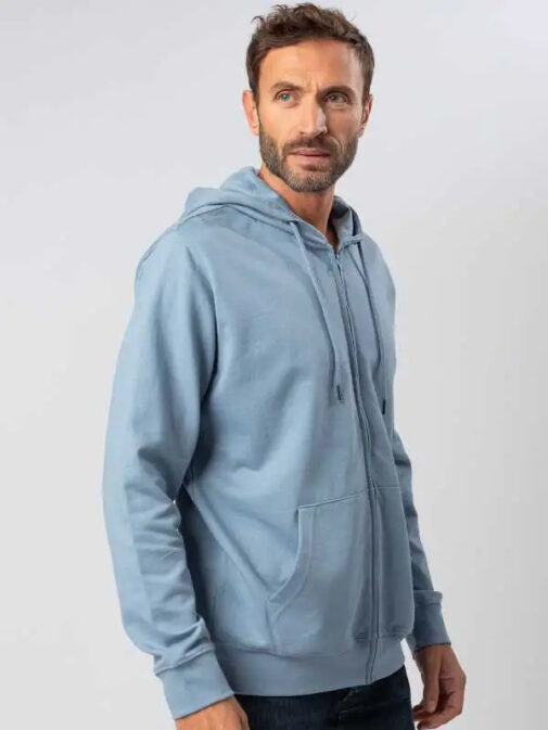 Felpa full zip con cappuccio in french terry - immagine 2