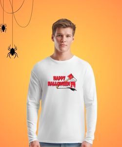 Maglietta uomo maniche lunghe con scritta happy halloween