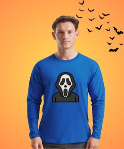 Maglietta uomo a maniche lunghe blu con testa scream