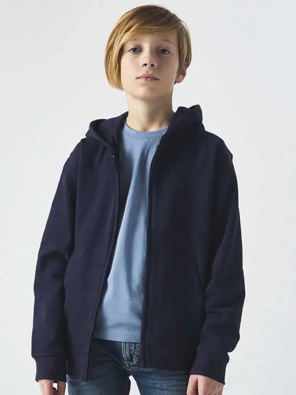 Felpa cappuccio zip bambino in french terry - immagine 2