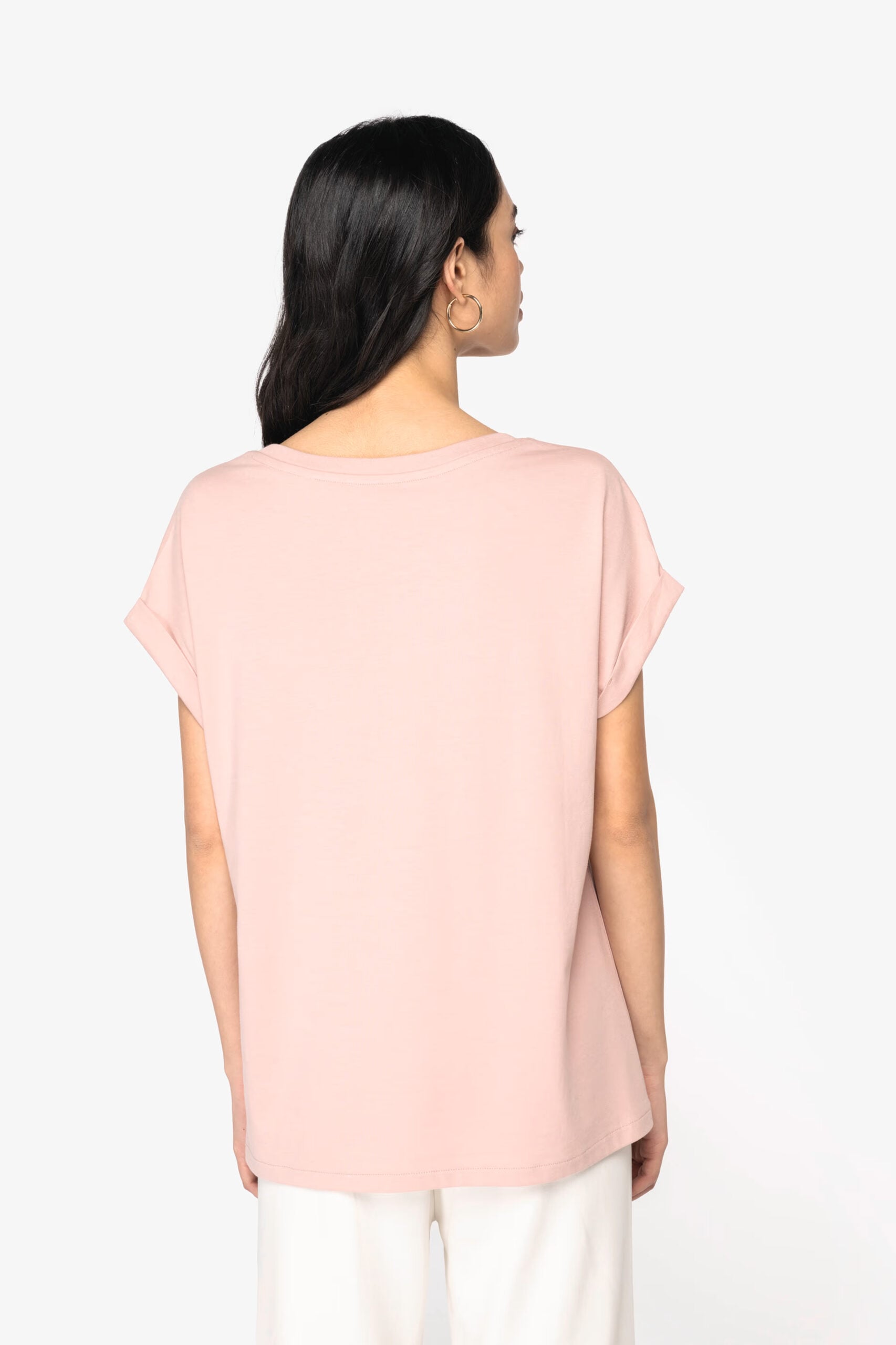 T-shirt donna ecosostenibile con maniche con risvolto - immagine 5