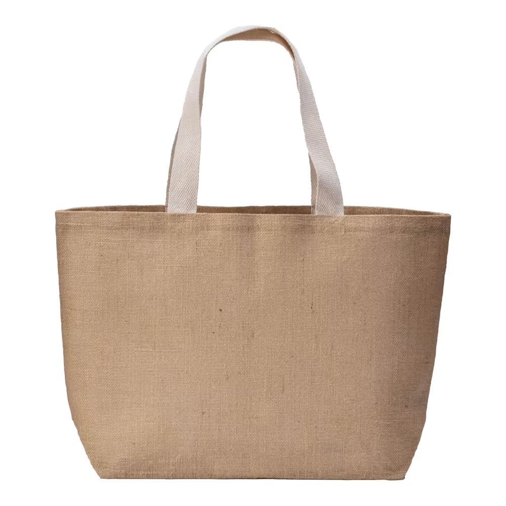 Borsa in juta con manici lunghi e soffietto - immagine 2