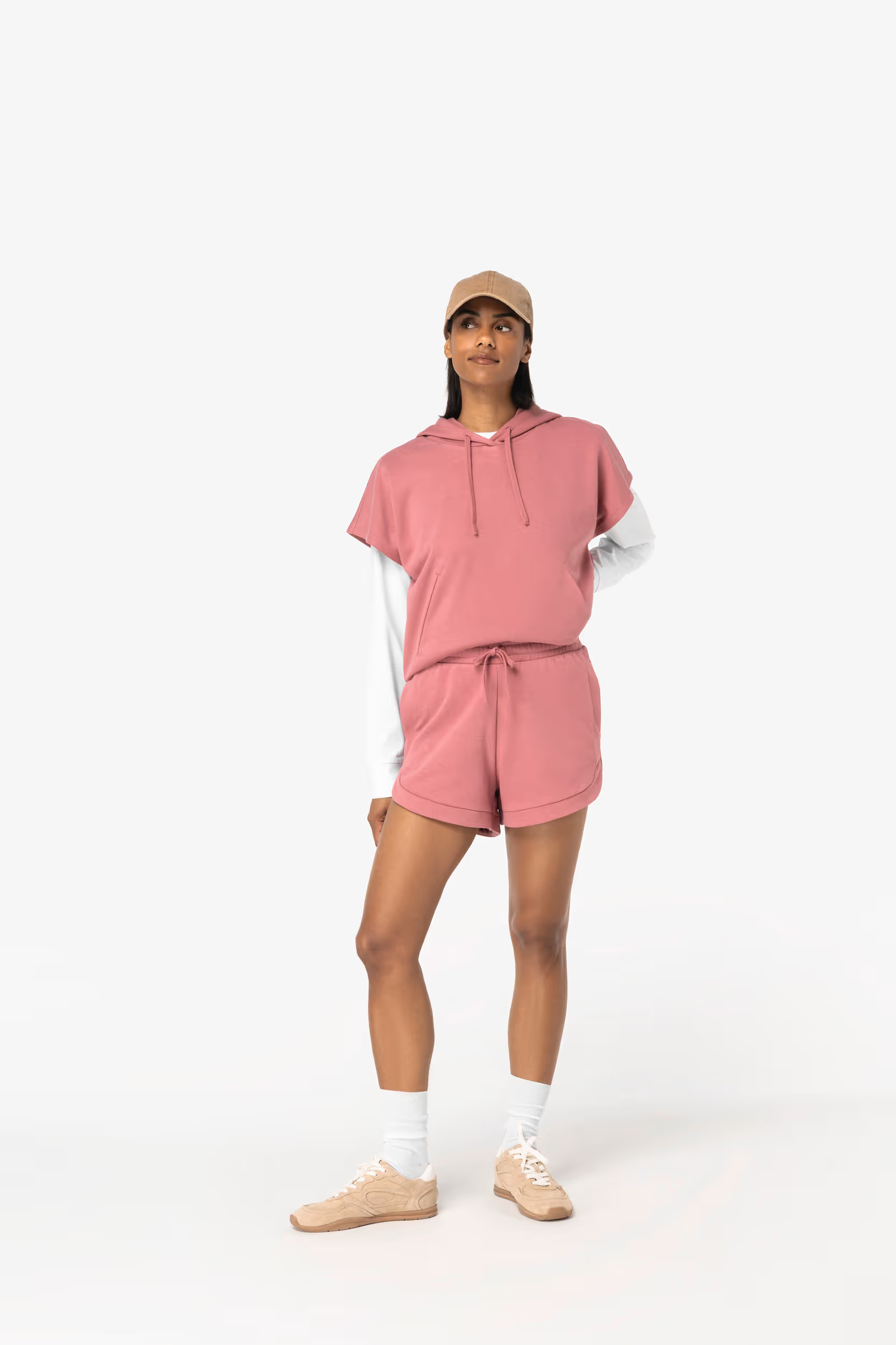 Felpa french terry donna bio oversize senza maniche con cappuccio - immagine 6